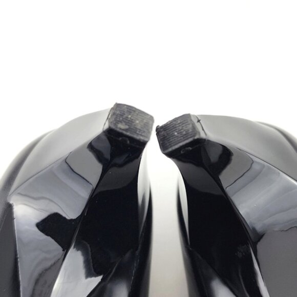 Nine West Black Leather Square Open Toe Side Cutout Patent Heel Shoes Size 7M - Picture 11 of 15